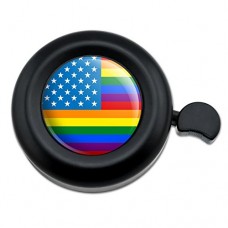 Graphics and More Gay Pride American Flag Rainbow Bicycle Handlebar Bike Bell - B075135N71